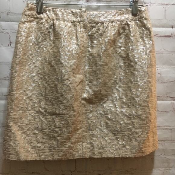 LOFT peachy tan and silver skirt with pockets Size 2 dressy - Picture 3 of 4